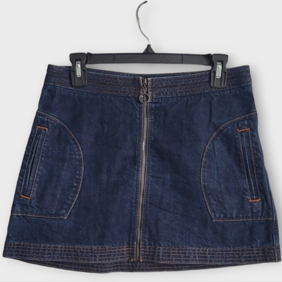 Abercrombie & Fitch Size 4 Blue Denim Full Front Zip Mini Skirt - Picture 1 of 7